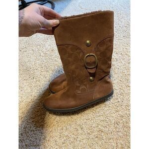 COACH Meyer Brown Signature Suede Boots Sz 8 READ